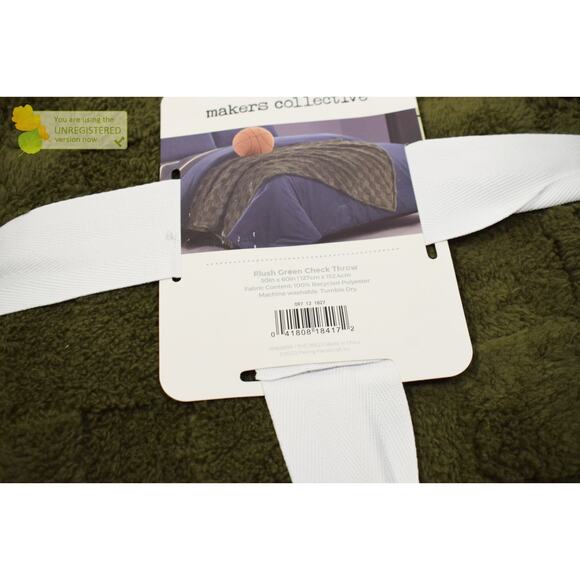 Makers Collective Teen Checkered Plush 50x60" Throw Blanket Army Green* - Picture 5 of 5